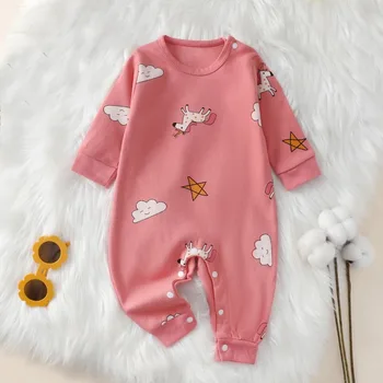Pagliaccetto neonato autunno nuovo 100% cotone ragazza ragazzo 0-18M carino primavera manica lunga morbido vestiti infantili