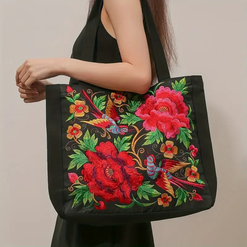Clearance Single Shoulder Oblique Span Ethnic Minority Characteristics Canvas Embroidery Bag