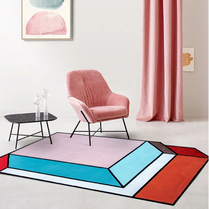 

Colorful Carpets for Living Room Home Decor Fashion Luxury Irregular Shaped Geometric Creative Large Area Bedroom Polyester Rug