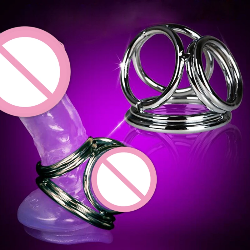 Metal Chastity Device Rings And Ball Stretcher For Men_voghion.com
