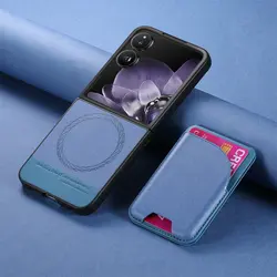 Luxury Leather Folding Case with Magnetic Card Holder for Xiaomi Mix Flip (Blue)