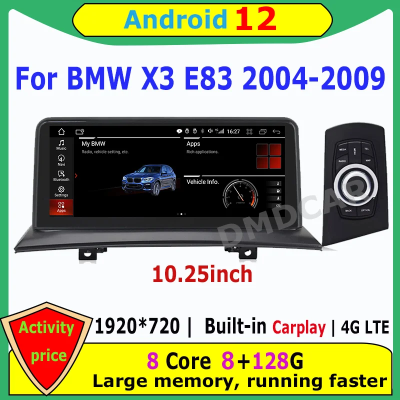 

10.25" 8Core CPU 8G RAM Android 12 Car Multimedia Player GPS Navigation for BMW X3 E83 2004-2009 Auto Radio Stereo CarPlay