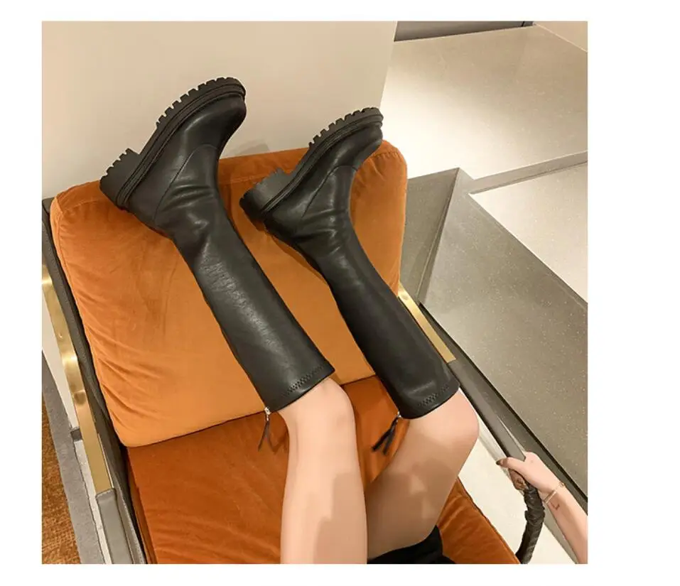 Fashion Women Knee high Boots Autumn Winter Autumn Stylish casual rider boots Retro Buckle women shoes Ladies Snow Boots