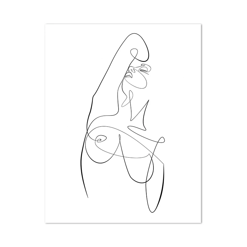 thumbnail image 1 of Dibujo de una línea abstracta de mujer desnuda, pintura en lienzo, impresiones, figura femenina desnuda, boceto de línea mínima, póster, decoración artística para el hogar, 1 of 5