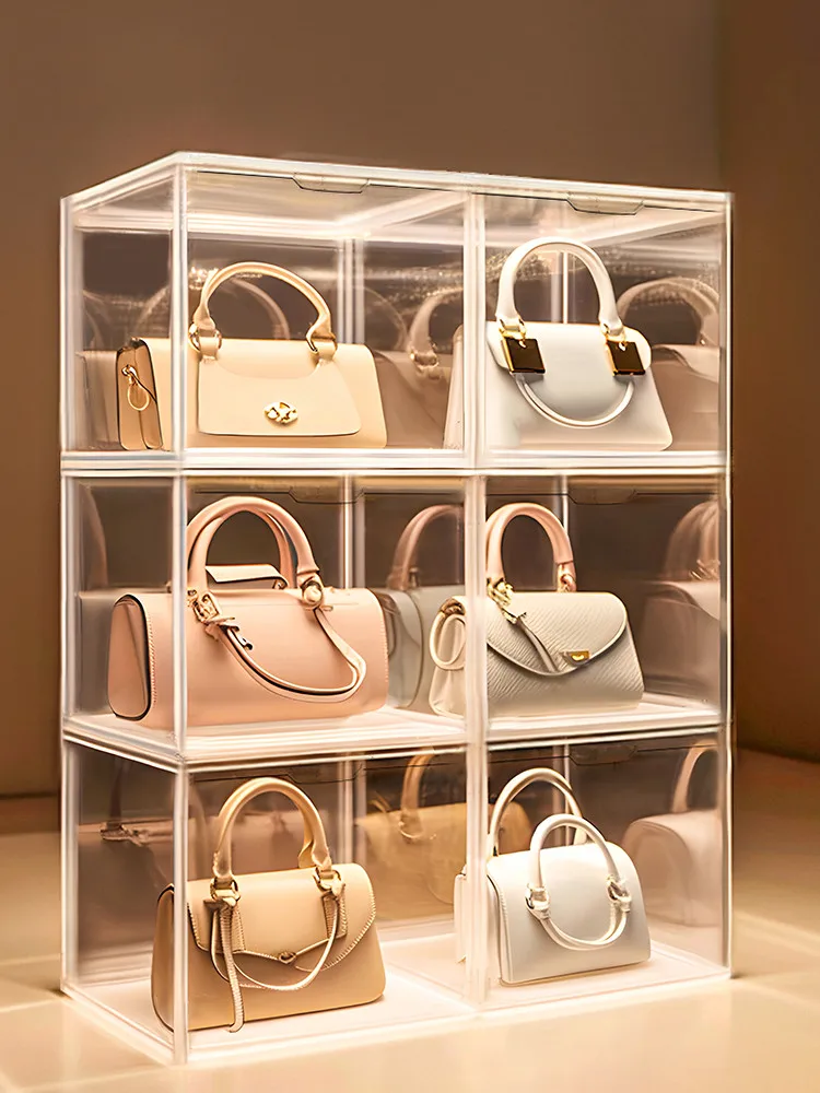 Handbag Storage Box for Women Clear Acrylic Handbag Display Cabinet Books Storage Organizer Luxury Bags Purse