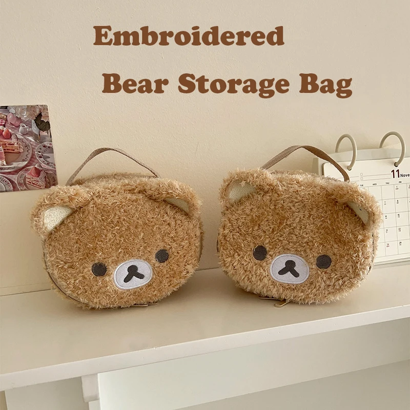 Plushes Makeup Case Anime Relaxed Bear Cosmetic Bag Women Jewelry Storage...