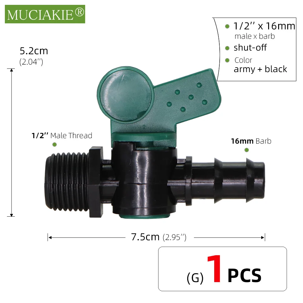 MUCIAKIE 1PC 1/2'' 3/4'' Thread Equal Reduced Watering Coupling Adapter Garden Irrigation Shut Off Valve Drip Tap Fittings Joint 