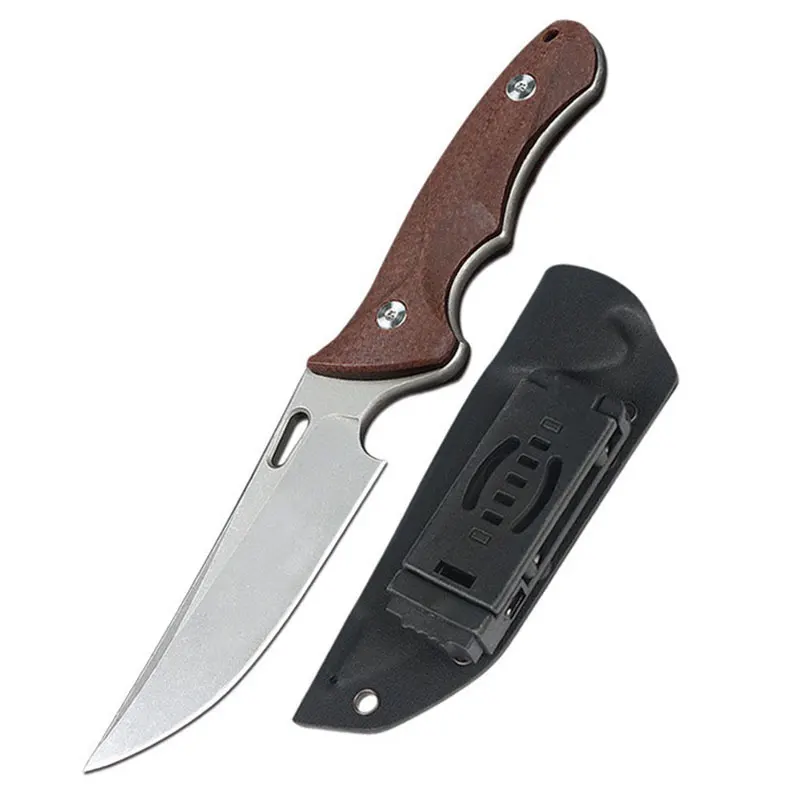 

8CR14 Steel Fixed Blade Knife Linen Handle Kydex Sheath Knife Outdoor Camping Portable Unfoldable Hunting Tools For Survival