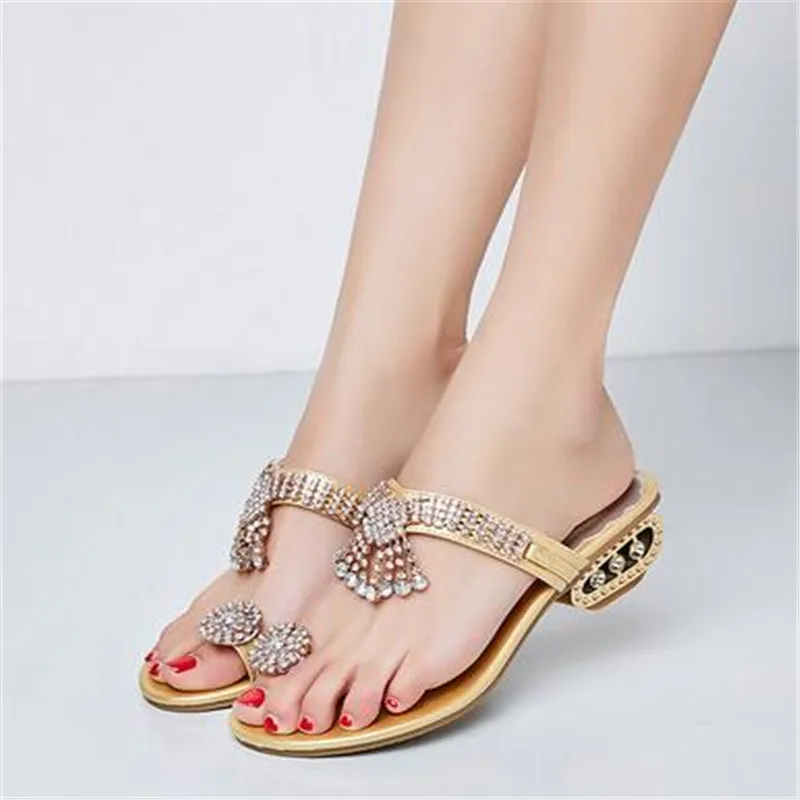 

Slippers Rubber 2023 Vip Rhinestone Shower Summer House Quick Dry with Feet Toes Silver Woman Cheap Gold Sandals Beach Elegant
