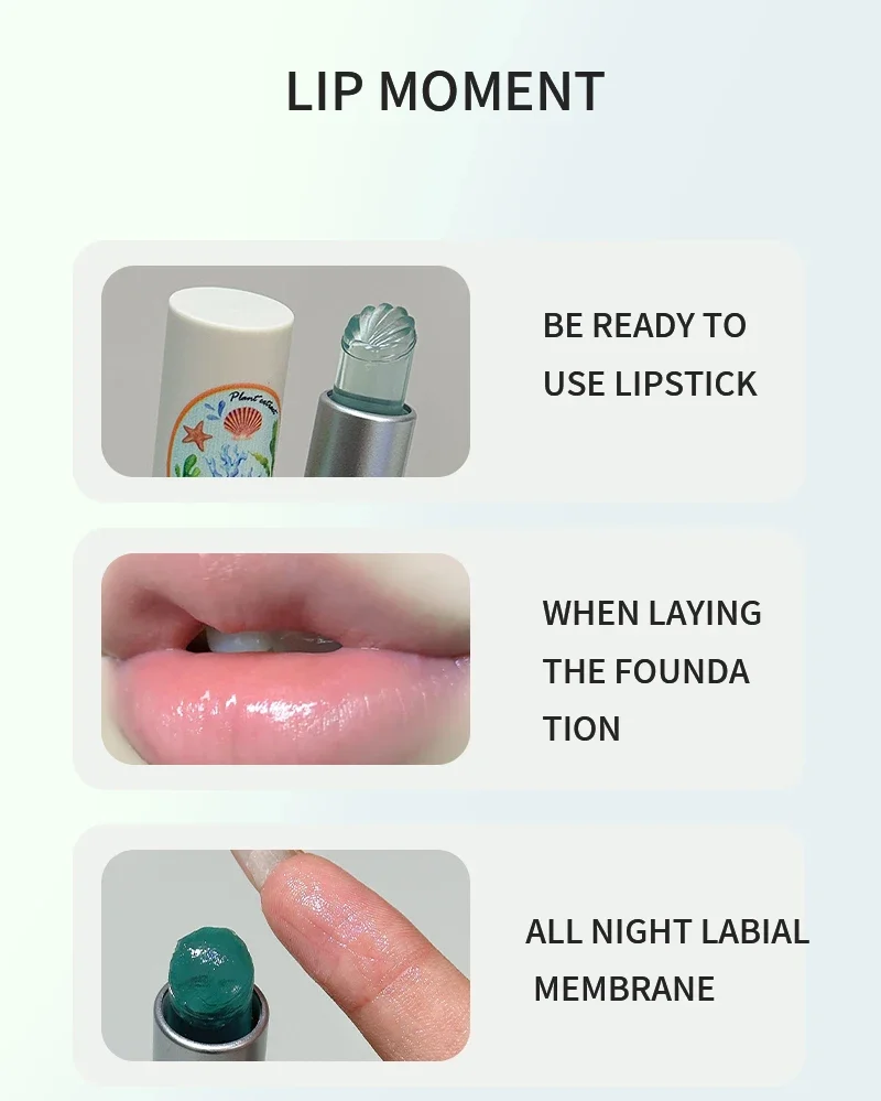 Description Picture 3 of itemSea Shell Shaped Lip Balm Clear Blue Moisturizing Lip-Primer Mask Cute Jelly Tinted Lipstick Lighten Lines Plump Lip Care Makeup