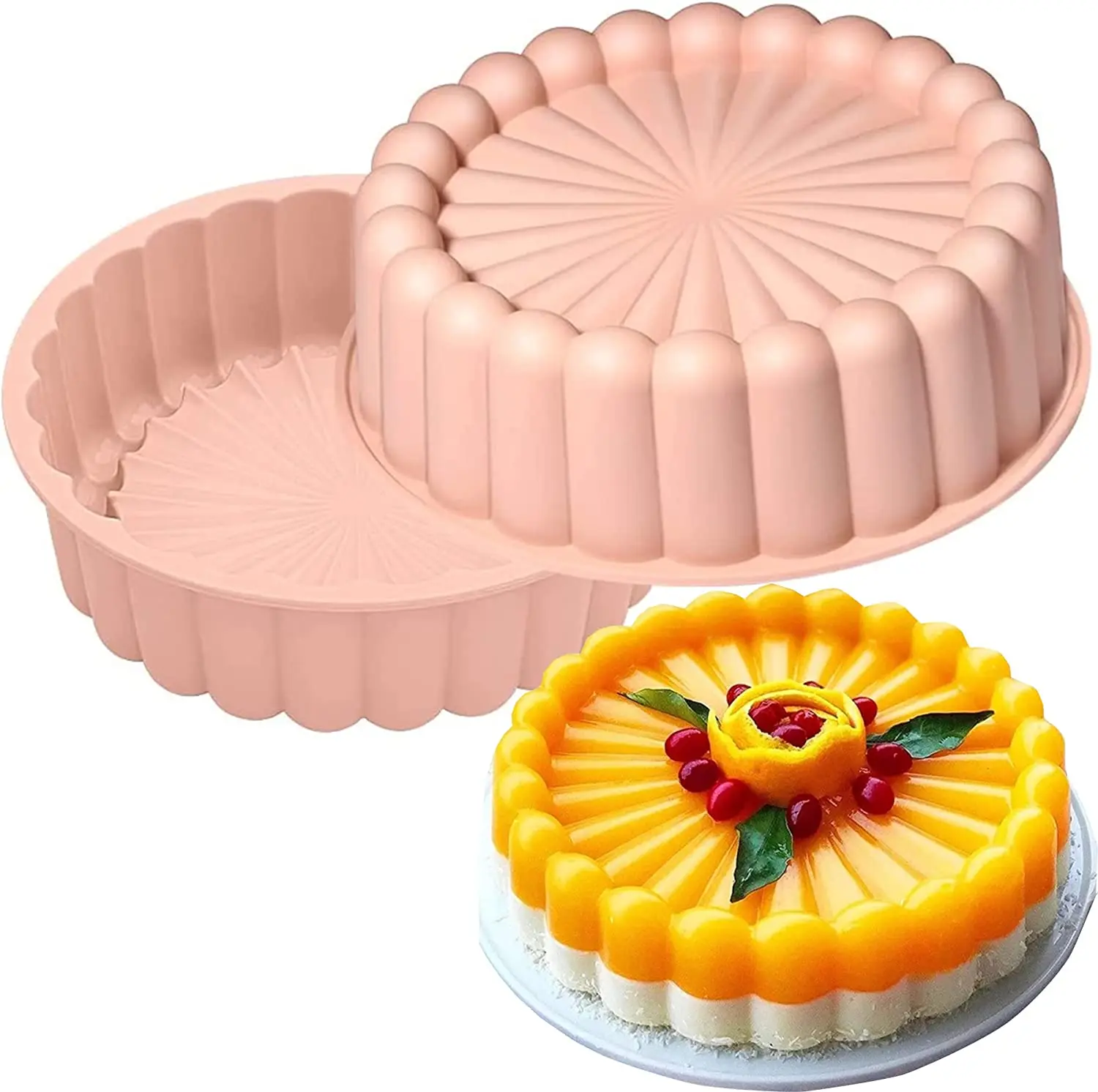 2 Pack Silicone Round Bread Fluted Cake Pan,Non-stick 9 Inch Fluted Tu –  SHANULKA Home Decor