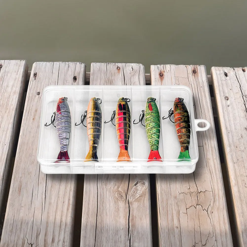 5Pcs Multi Jointed Swimbait with Treble Hooks Sinking 5