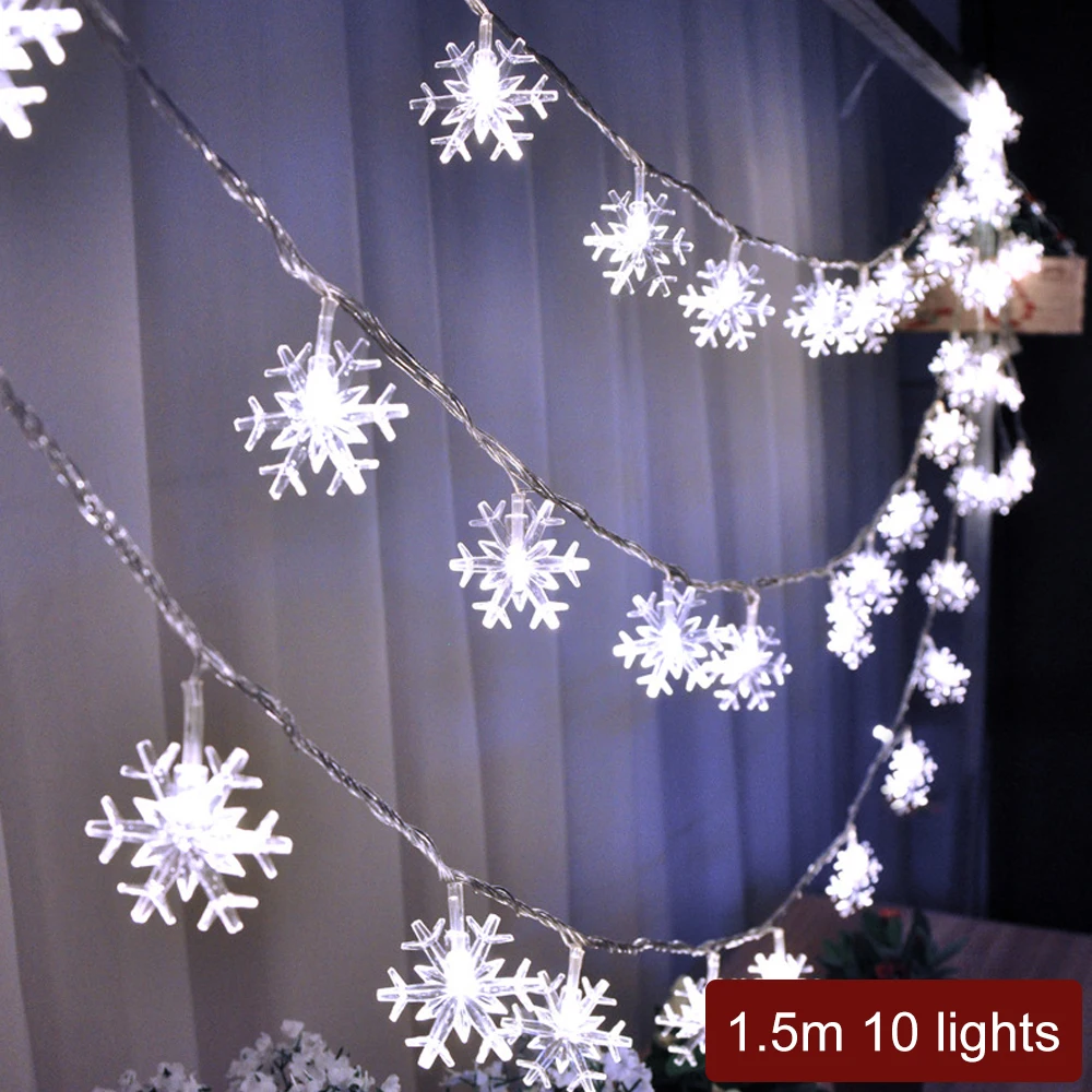 LED Snowflake Fairy String Lights Christmas Tree Toppers Party