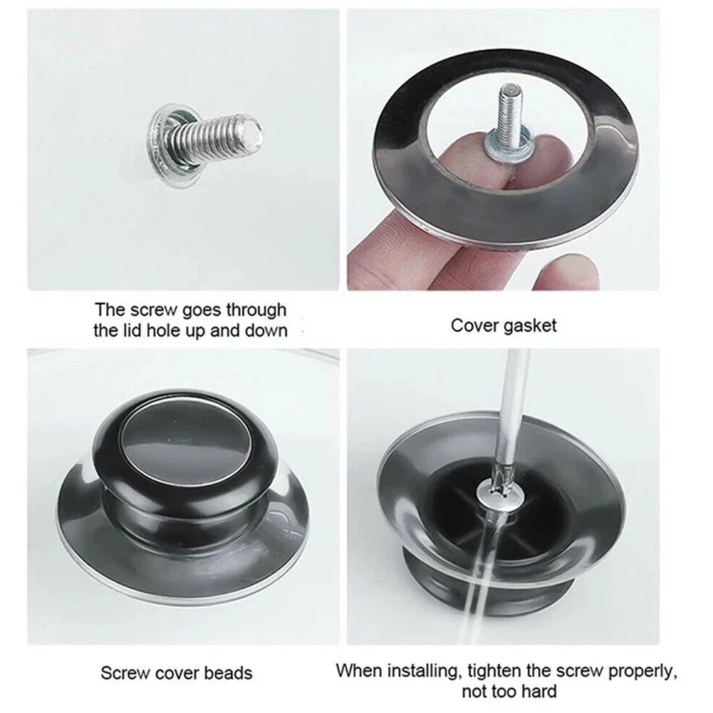 2pcs 5mm-12mm Stainless Steel Lid Knob Universal Replacement Glass Lid Carrying Handle Kitchen Cookware Fixing Handle