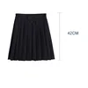 Elastic Waist Japanese Student Girls School Uniform Solid Color Suit Pleated Skirt Short/Middle/Long High School Dress 3
