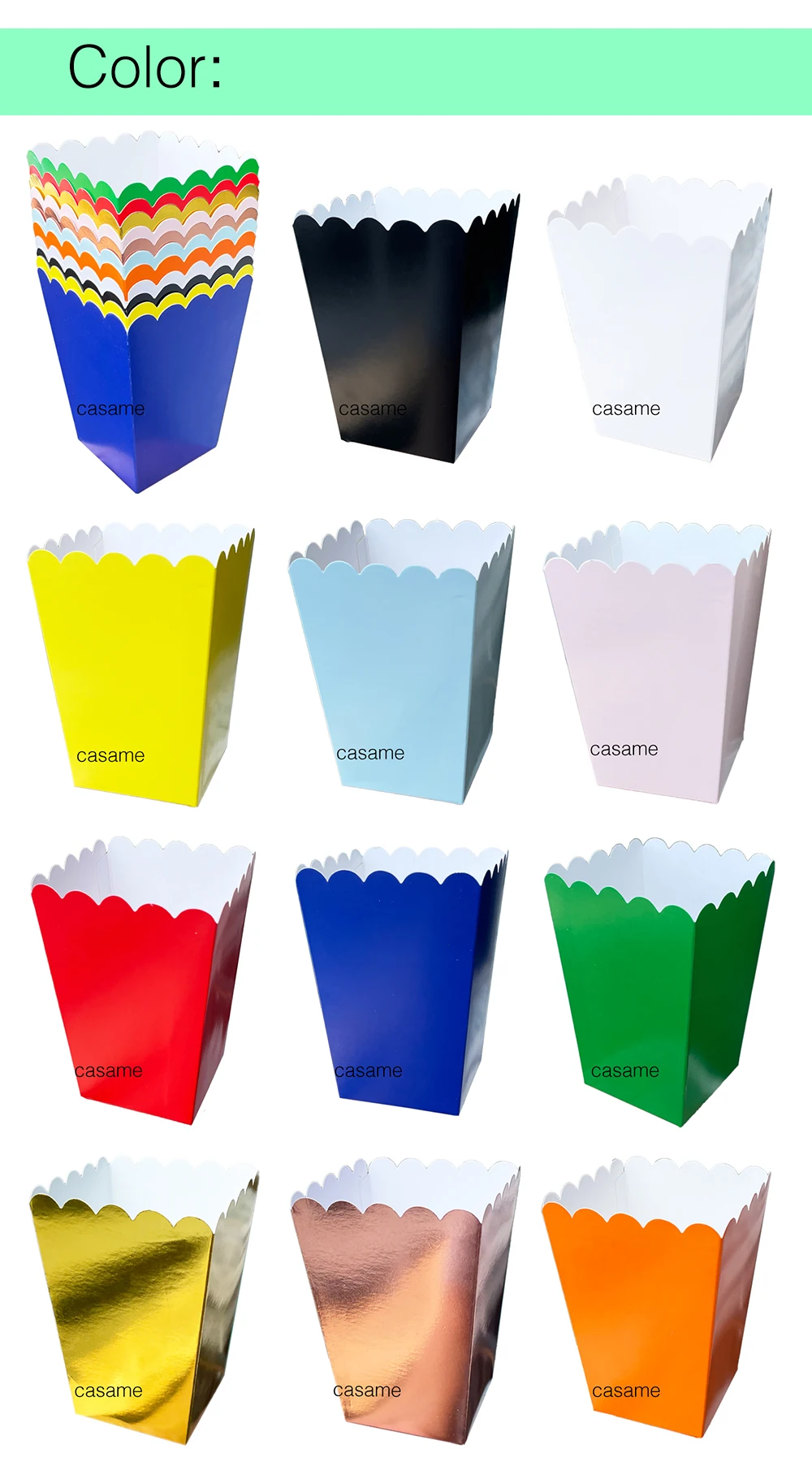 12pcs Rose Gold Pink Stiff Paper Mini Party Popcorn Boxes Pop Corn