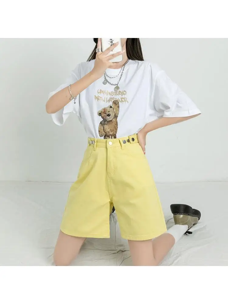 【HI FI FNK】Up Bermuda Pants Kinghua Baggy Jean Shorts for Men Casual Loose Fit Hip Hop