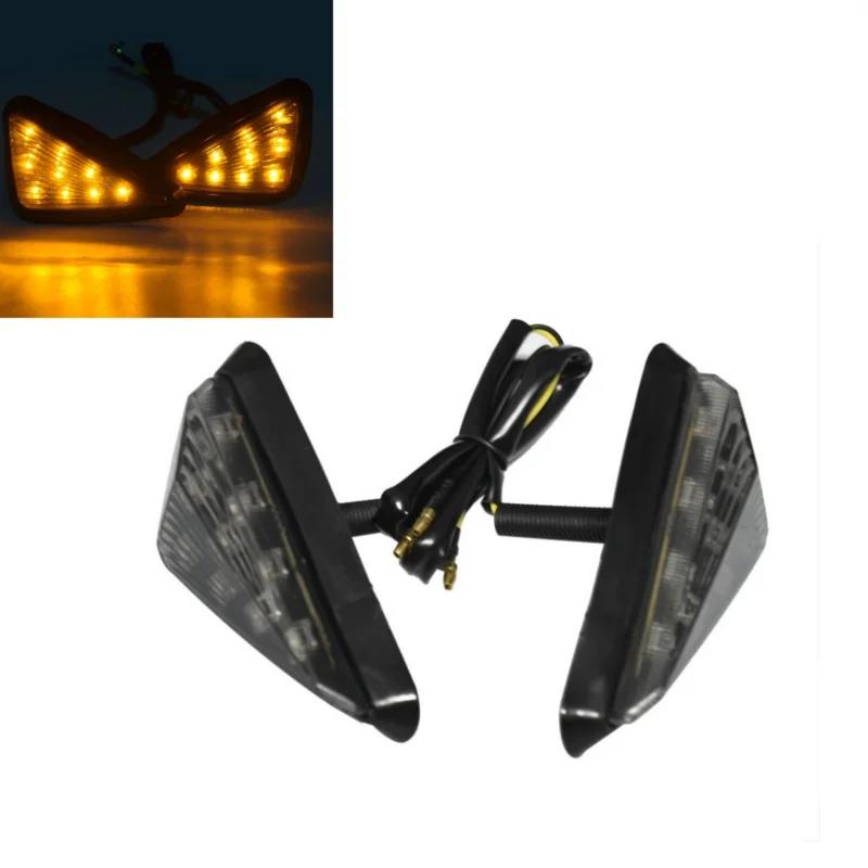 

2x Universal Motorcycle Black LED Turn Signal Indicators Blinker Amber Light TDP