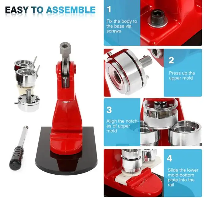 Badge Maker 25/32/37/44/58mm Button Making Machine Mold Free 300pcs Pin Parts Press Kit Circle Manufacture Button Making Tool