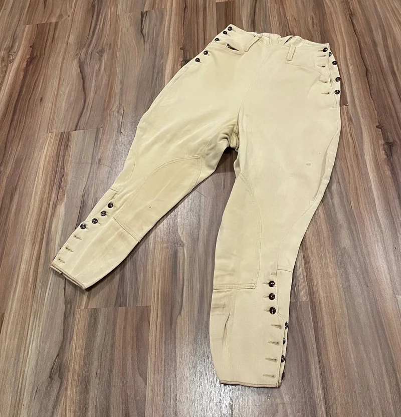 

Homemade Light khaki breeches, pencil pants, retro workwear, couples, casual pants, trendy men's leggings, cotton knight pants