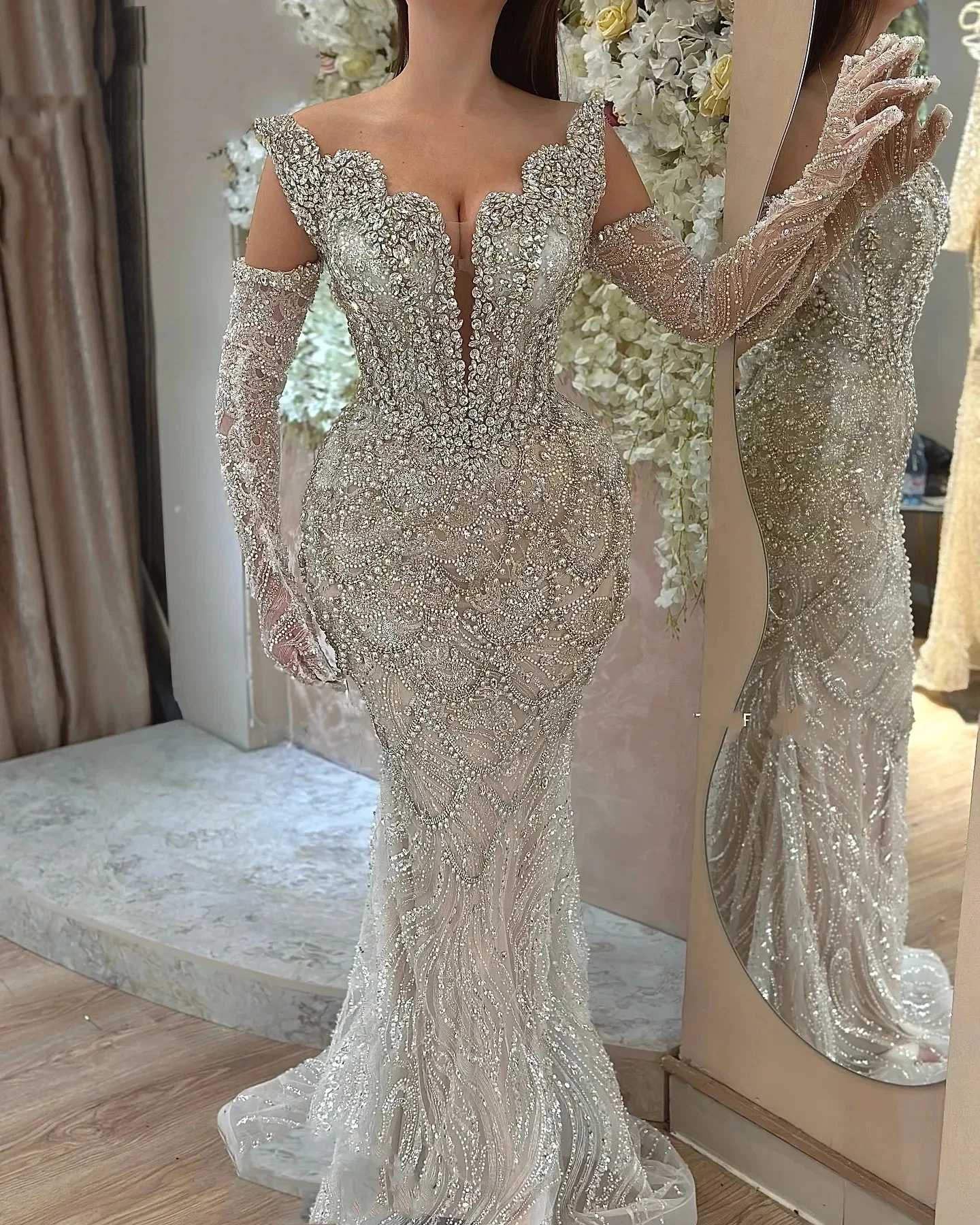 فساتين حفلة موسيقية كريستال فاخرة حورية البحر بدون...