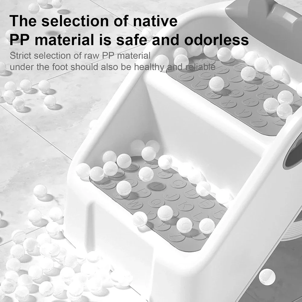 2 Step Stool for Kids Anti-Slip Toddler Step Stool Foldable Double Step Stool for Potty Training Bathroom and Kitchen