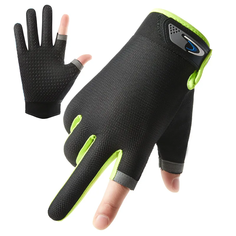 

Summer Men's Fishing Gloves Women Two Finger Cut Male Touchscreen Angling Anti-Slip Sun-Proof Breathable Cycling Fitness Gloves