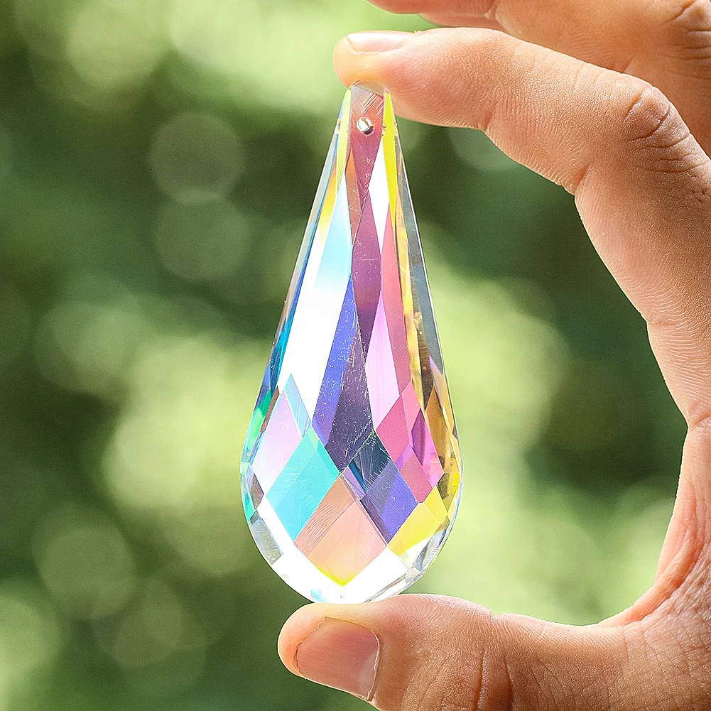 75mm Rainbow Crystal Suncatcher Prism Hanging Light Catcher Chandelier Lamp Lighting Drop Car Pendant Shinning Garden Decoration