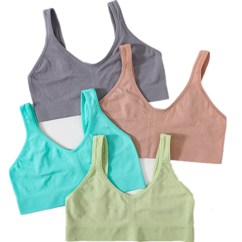 Women Lingerie Bra Women Tube Tops Tube Top Ribbed Bra Seamless Underwear Female V Neck Bralette Crop Top Soft Breathable