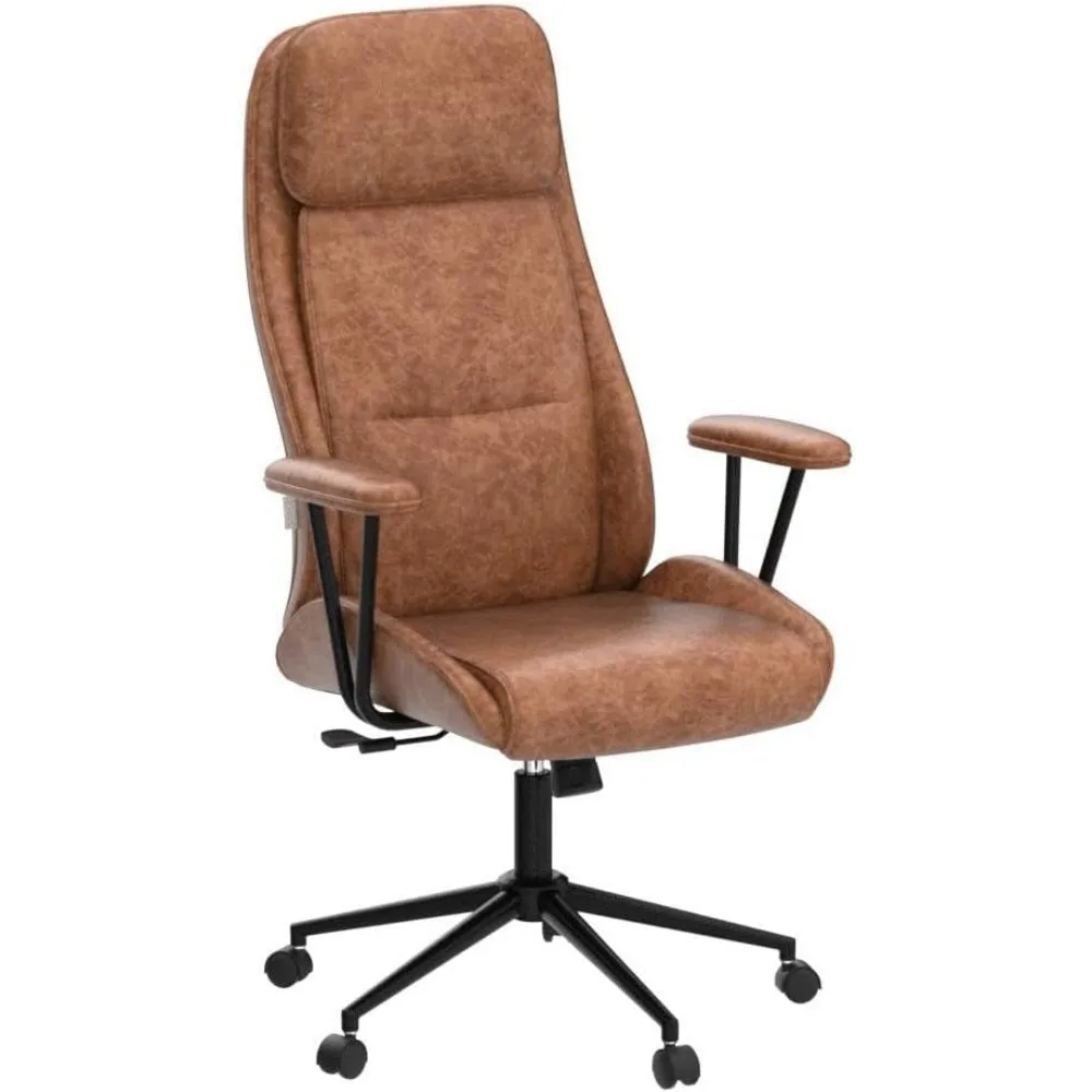 Executive Chair Mid Century Office Modern Chair,55° Reclining High Back Desk Chair with Wheels,Conference Room Chairs 4