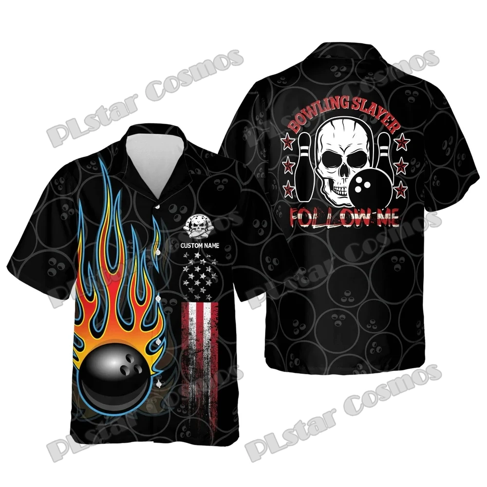 Custom name Funny Split Happens Bowling 3D Printed Men's Hawaiian Shirt Summer Unisex Casual Short sleeve Button-Down Shirt SH21