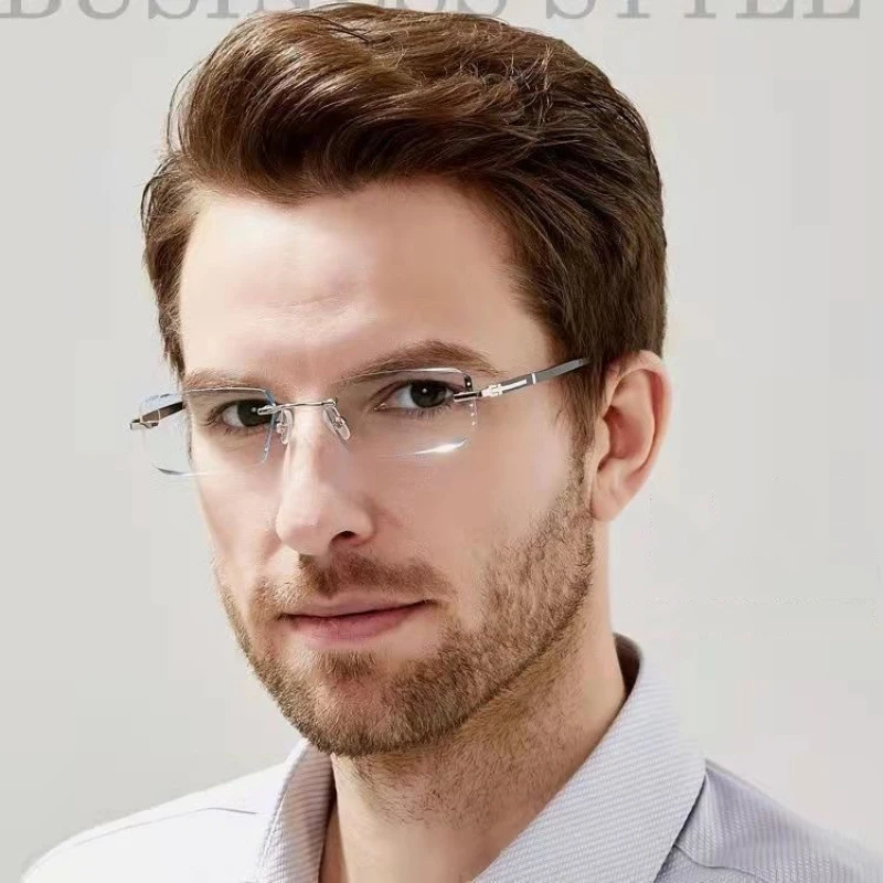 Elegant Rimless Diamond Blue Light Blocking Glasses