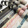 3Pcs/Set Starry Sky Wave Plaid Masking Gold Foil Washi Tape Cute Art Craft Decorative Adhesive Diy Scrapbooking Sticker Label 1