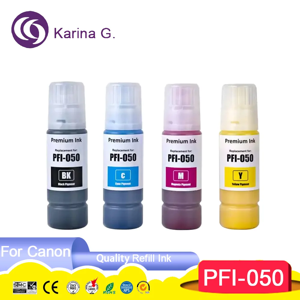PFI-050 PFI050 PFI 050 Premium Color Compatible Bottle Water Based Refill Pigmen