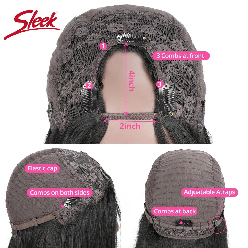 U Part Wig Loose Deep Wave Human Hair Wigs For Women Natural Black Sleek Remy Brazilian Remay Natural Dark Hair