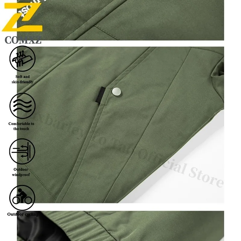 EiAO Windbreaker Men's Workwear  Windproof Waterproof Stand Collar Outdoor Coat for Hiking Camping Fishing Casual Loose Fit 2025