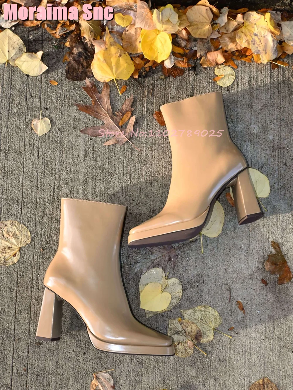 

2024 Low Platform Square Toe Ankle Boots Block Chunky Heel Side Zipper Sexy Fashion Women Winter Boots Concise Style Black Solid