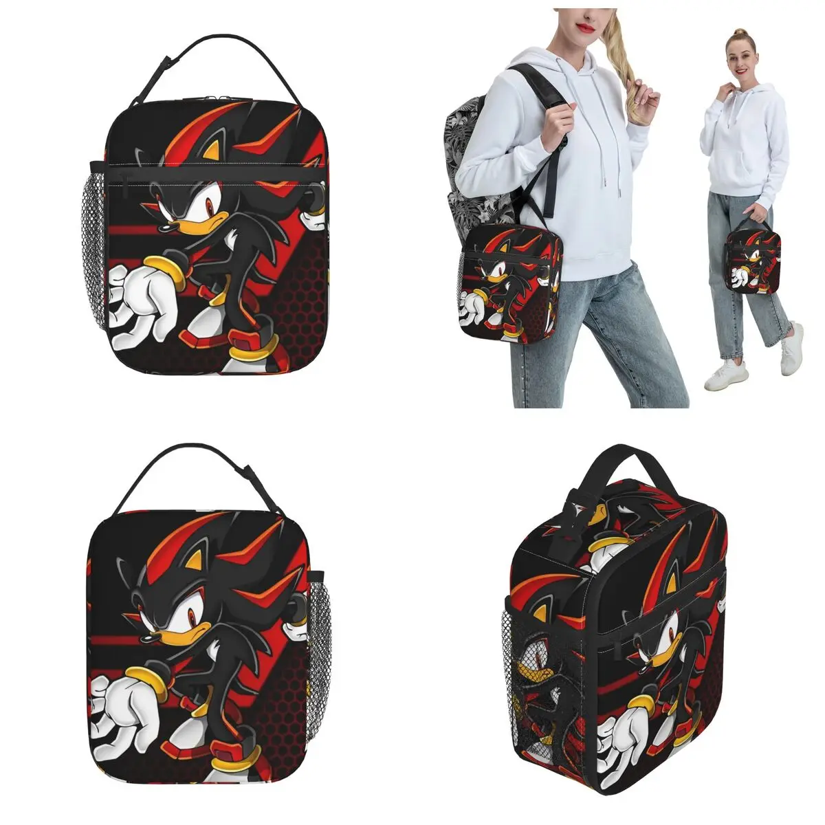 Shadow The Hedgehog Anime Accessories Insulated Lunch Bag For Outdoor Storage Food Boxes Reusable Cooler Thermal Lunch Boxes 2