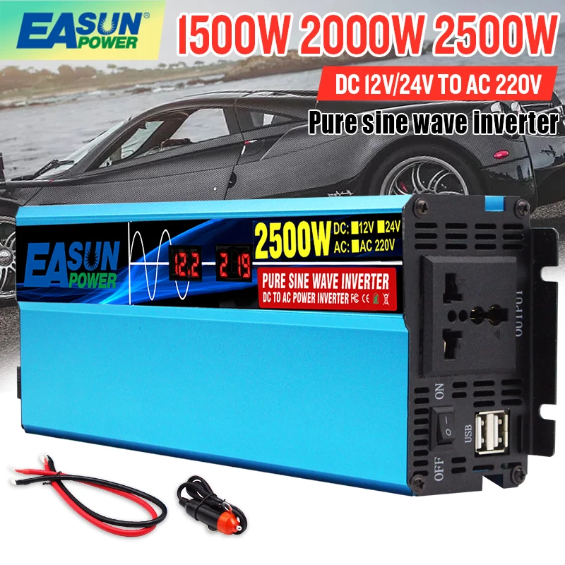 Easun Power Inverter A Onda Sinusoidale Pura 12V 220V Potenza 1500W 1800W 2500W Convertitore Buck Inverter Per Auto Con Display A Led