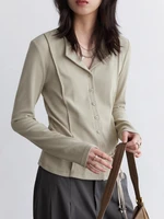 CHIC VEN femmes Cardigan décontracté nouveau petit revers à manches longues T-shirt mince femme tricoté chandails sport printemps automne 2025 2