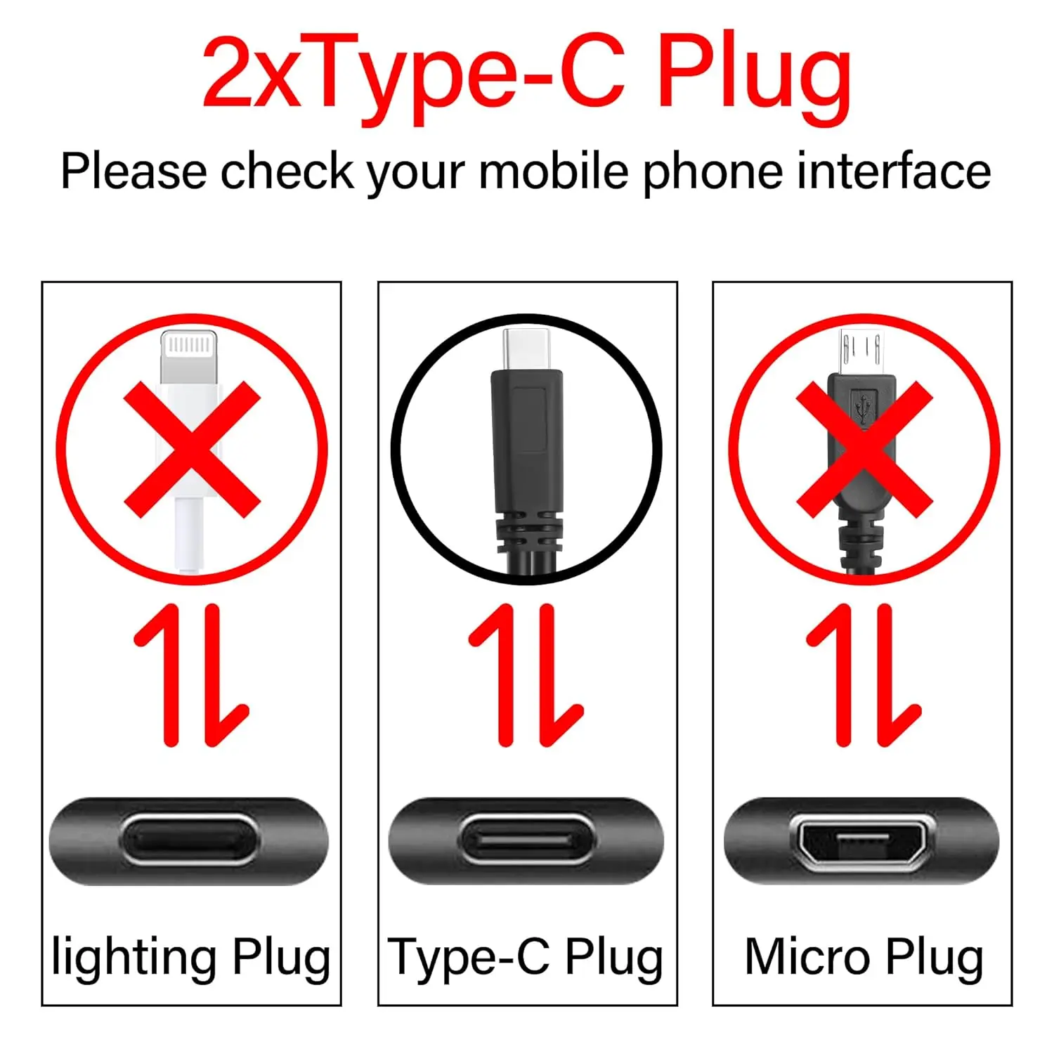 USB C타입 2구 남성 - 듀얼 2구 USB C타입 남성 2 in 1 분배기 Y형 충전기 커넥터 어댑터 케이블 (태블릿 충전 전용) 2개