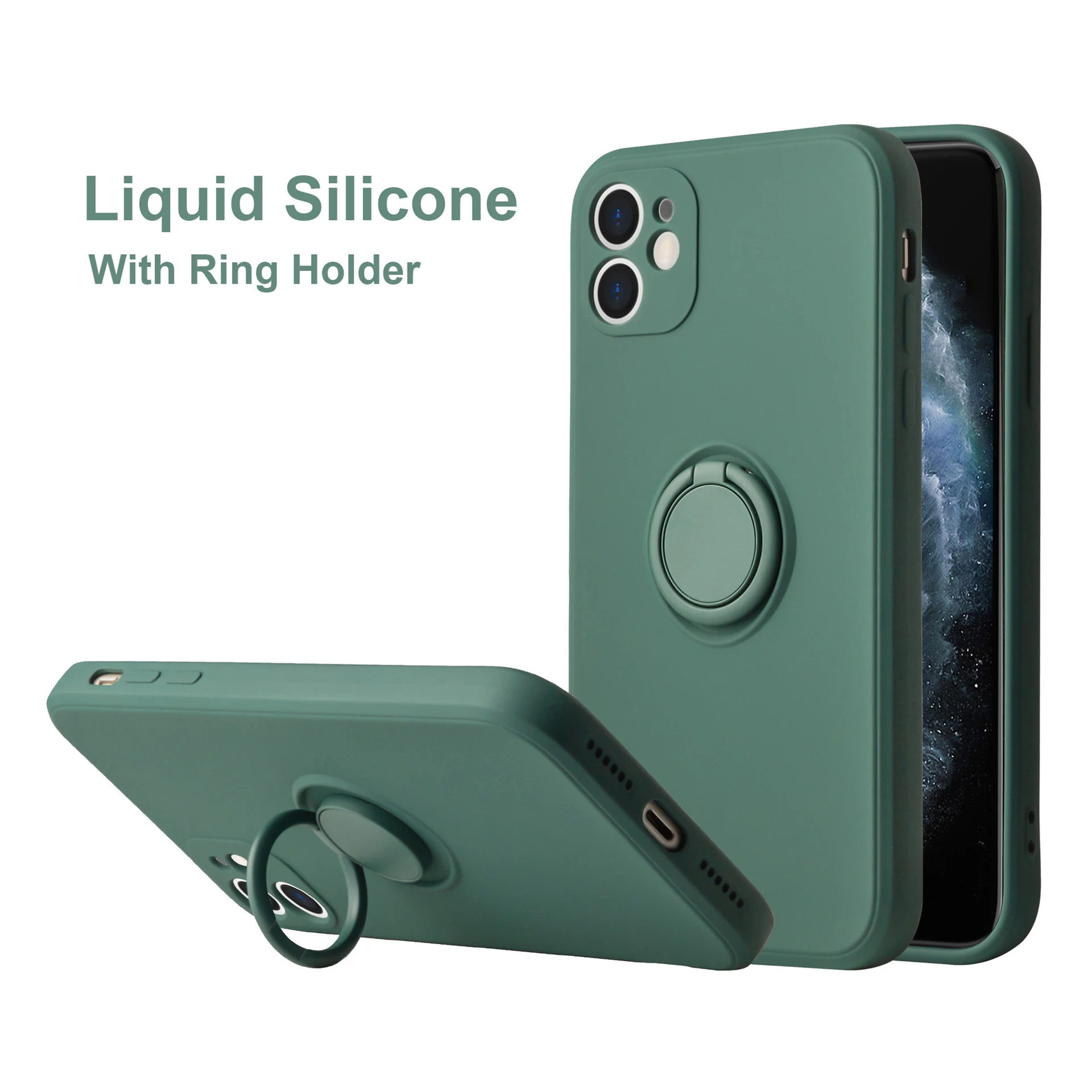 

Magnetic Ring Holder Soft Silicone Phone Case For iPhone 15 14 13 12 Mini 11 Pro XS Max XR X SE 2022 8 7 Plus Bracket Cover L05