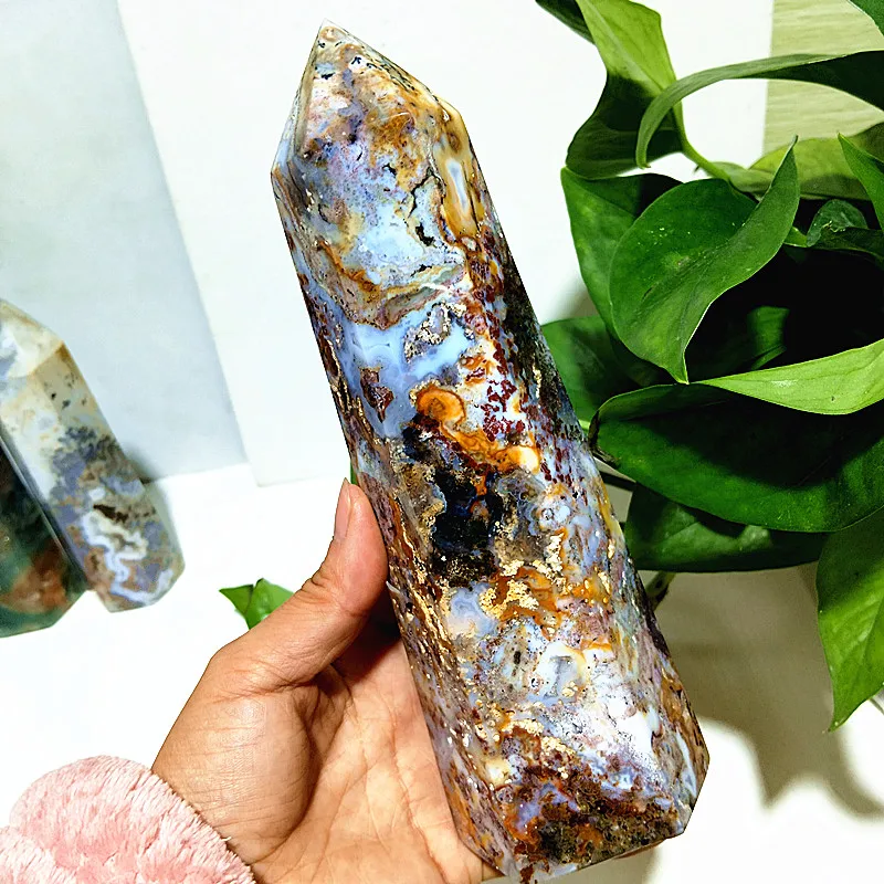 Natural Colorful Jasper Agate Tower Stone Druzy Wand Point Energy Meditation Spiritual Healing Crystals Feng Shui Room Decortion 5
