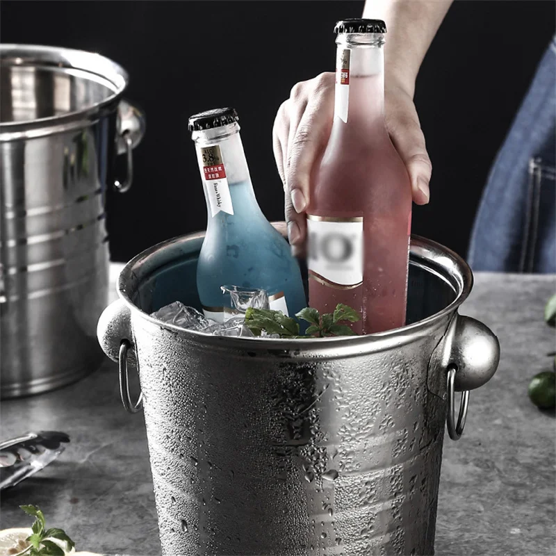 3/5L Stainless Steel Ice Bucket Wine Beer Cooler Bucket Ice Maker For KTV Bar Kitchen Party Barware Snack Container ice bucket