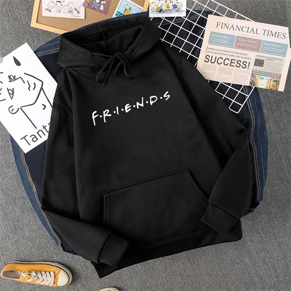 FRIENDS Women Hoody Street Casual Loose Sweatshirt Autumn Fleece Hooded Hip Hop O-Neck Clothing Female 2