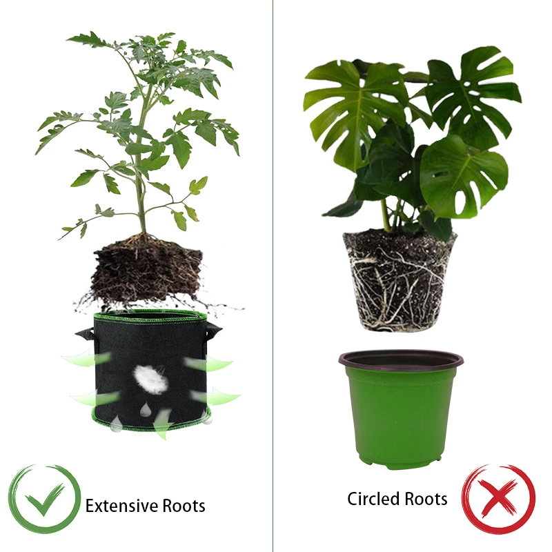 2/3/5/7/10 Gallon Breathable Plant Grow Bags Breathable Felt Fabric Pots Garden Tool Flower Planting Container Nursery Pots Bag