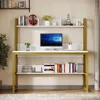 Computer Desk with Hutch, 47 inches Home Office Desk with Space Saving Design with Bookshelf for Small Spaces 4
