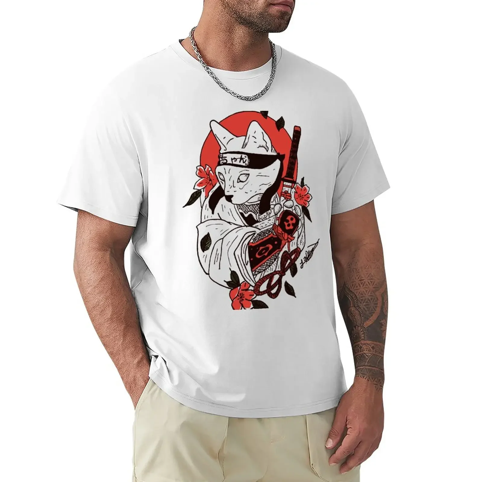 

Japanese Samurai Cat T-Shirt new edition cute clothes Men's t-shirt