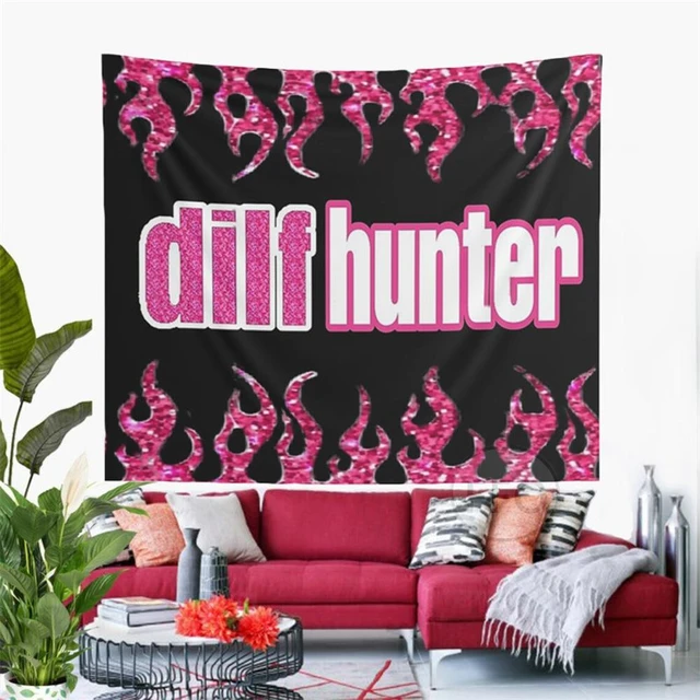 Funny DILF Hunter Tapestry Wall Hanging Pink Fire Tapestry