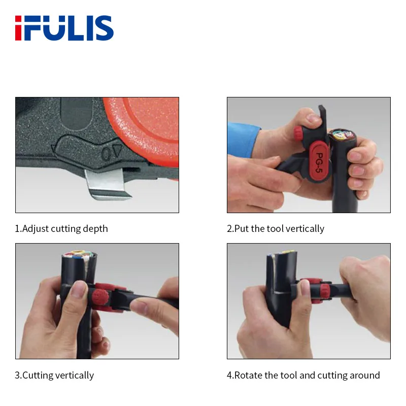 PG-5 스트리퍼 케이블 나이프 래칫 휠 유형 케이블 ≥25mm 원형 케이블 필링 플라이어 도구용 스트리핑